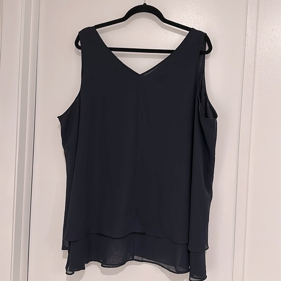 Lane Bryant, NAVY BLUE, 26 Plus, Swing Sleeveless Double-Layer Shell - Picture 3 of 4